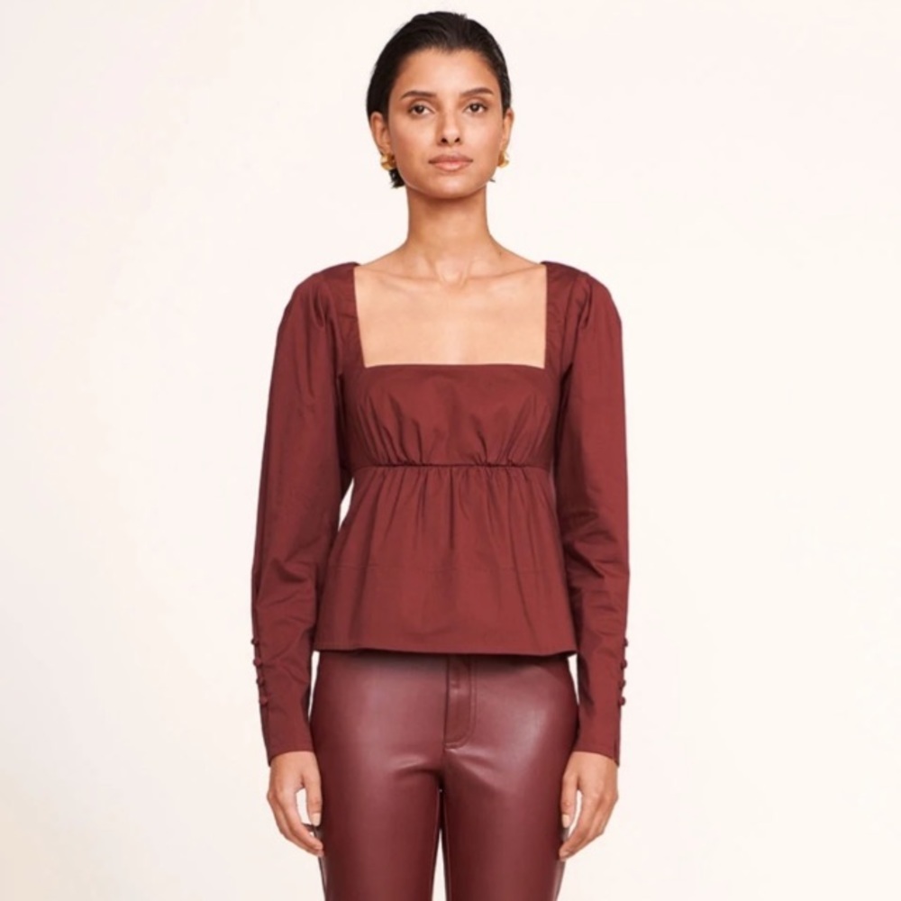 NWOT STAUD Peggy Blouse in Plum Sz L.